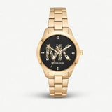 Buy Shop Michael Kors Runway Quartz Black Dial Gold Steel Strap Watch For Women - MK6682 USA Online