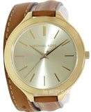 Buy Shop Michael Kors Runway Gold Dial Brown Leather Strap Watch For Women - MK2256 USA Online