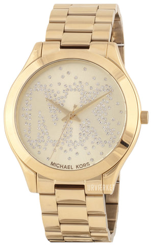 Buy Shop Michael Kors Slim Runway Gold Dial Gold Steel Strap Watch for Women - MK3590 USA Online