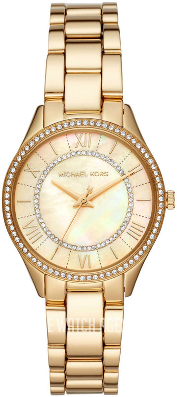 Buy Shop Michael Kors Lauryn Quartz Mother of Pearl Gold Dial Gold Steel Strap Watch For Women - MK4490 USA Online