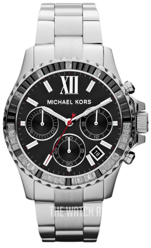 Buy Shop Michael Kors Everest Chronograph Black Dial Silver Steel Strap Watch For Women - MK5753 USA Online