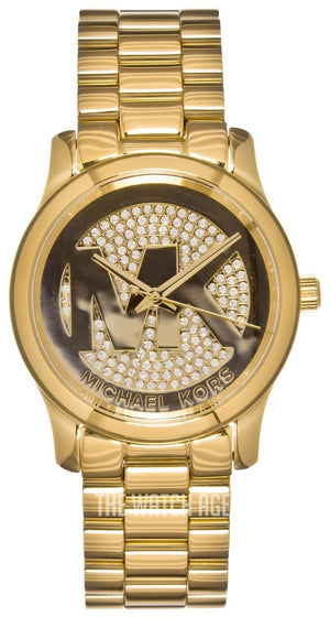 Buy Shop Michael Kors Runway Quartz Gold Dial Gold Steel Strap Watch For Women - MK5852 USA Online
