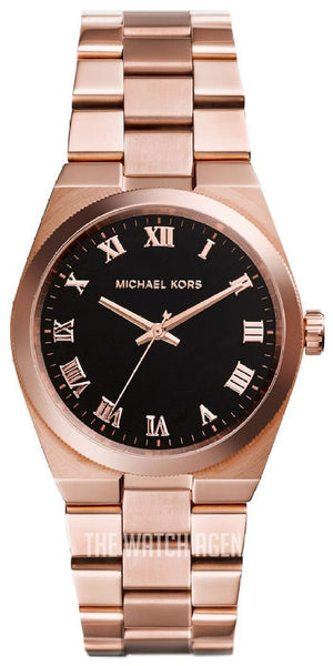 Buy Shop Michael Kors Channing Black Dial Rose Gold Steel Strap Watch For Women - MK5937 USA Online