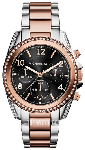 Buy Shop Michael Kors Blair Chronograph Black Dial Two Tone Steel Strap Watch For Women - MK6093 USA Online