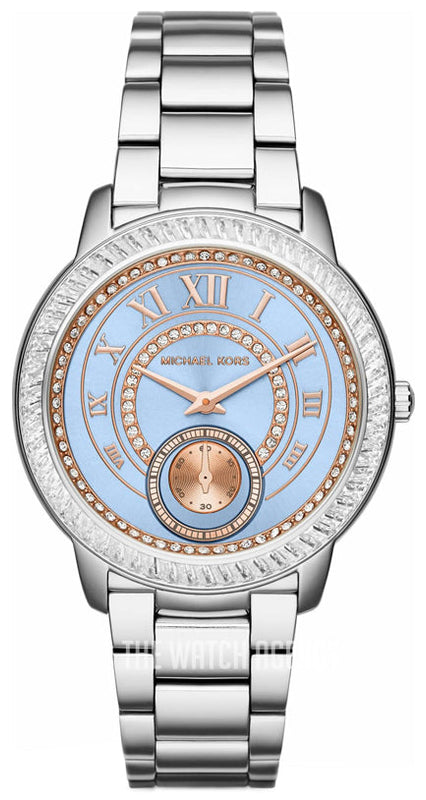 Buy Shop Michael Kors Madelyn Quartz Blue Dial Silver Steel Strap Watch For Women - MK6286 USA Online