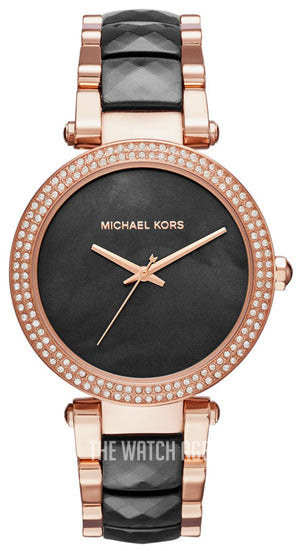 Buy Shop Michael Kors Parker Mother of Pearl Black Dial Two Tone Steel Strap Watch for Women - MK6414 USA Online