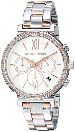 Buy Shop Michael Kors Sofie Chronograph Quartz White Dial Two Tone Steel Strap Watch For Women - MK6558 USA Online