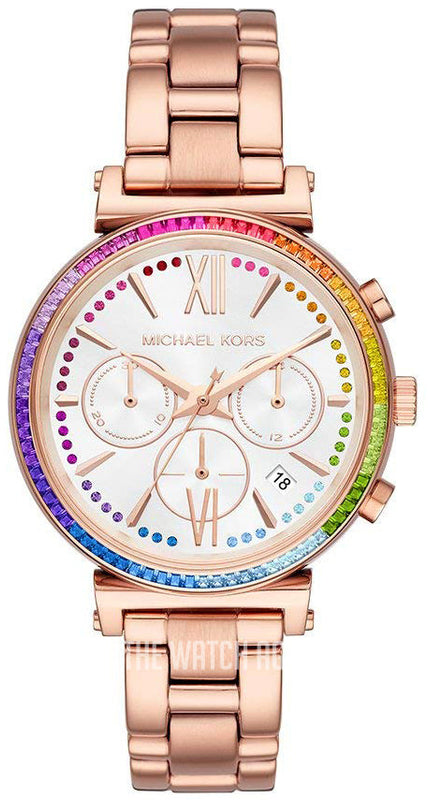 Buy Shop Michael Kors Sofie White Dial Rose Gold Steel Strap Watch For Women - MK6577 USA Online