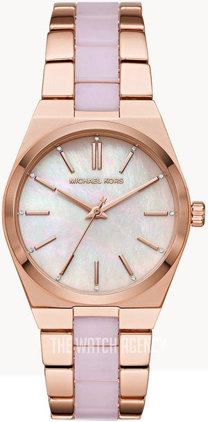 Buy Shop Michael Kors Channing Quartz Mother of Pearl Pink Dial Two Tone Steel Strap Watch For Women - MK6652 USA Online