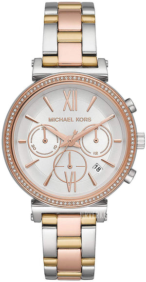 Buy Shop Michael Kors Sofie Chronograph White Dial Two Tone Steel Strap Watch For Women - MK6688 USA Online