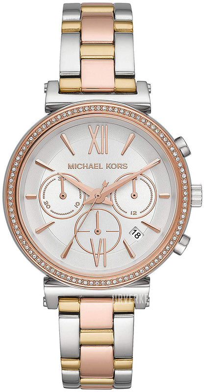 Buy Shop Michael Kors Sofie Chronograph White Dial Two Tone Steel Strap Watch For Women - MK6688 USA Online