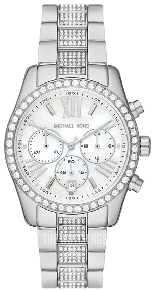 Buy Shop Michael Kors Lexington Chronograph White Dial Silver Steel Strap Watch For Women - MK7243 USA Online