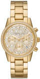 Buy Shop Michael Kors Ritz Chronograph Gold Dial Gold Steel Strap Watch For Women - MK7310 USA Online