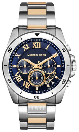 Buy Shop Michael Kors Brecken Chronograph Blue Dial Two Tone Steel Strap Watch For Men - MK8437 USA Online