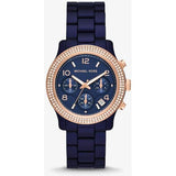 Buy Shop Michael Kors Runway Chronograph Blue Dial Blue Steel Strap Watch for Women - MK7423 USA Online