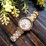 Buy Shop Michael Kors Abbey Three-Hand Analog Crystals Rose Gold Dial Rose Gold Steel Strap Watch for Women - MK4617 USA Online