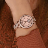 Buy Shop Michael Kors Abbey Three-Hand Analog Crystals Rose Gold Dial Rose Gold Steel Strap Watch for Women - MK4617 USA Online