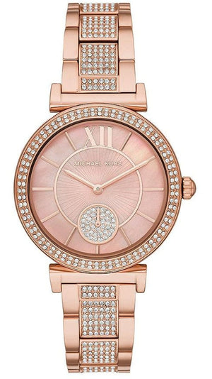 Buy Shop Michael Kors Abbey Three-Hand Analog Crystals Rose Gold Dial Rose Gold Steel Strap Watch for Women - MK4617 USA Online