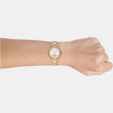 Buy Shop Michael Kors Abbey Three-Hand Analog White Dial Gold Steel Strap Watch for Women - MK4615 USA Online