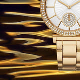Buy Shop Michael Kors Abbey Three-Hand Analog White Dial Gold Steel Strap Watch for Women - MK4615 USA Online
