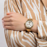 Buy Shop Michael Kors Abbey Three-Hand Analog White Dial Gold Steel Strap Watch for Women - MK4615 USA Online