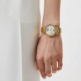 Buy Shop Michael Kors Abbey Three-Hand Analog White Dial Gold Steel Strap Watch for Women - MK4615 USA Online