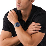 Buy Shop Michael Kors Accelerator Chronograph Blue Dial Grey Steel Strap Watch For Men - MK9111 USA Online
