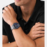Buy Shop Michael Kors Accelerator Chronograph Blue Dial Grey Steel Strap Watch For Men - MK9111 USA Online