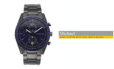 Buy Shop Michael Kors Accelerator Chronograph Blue Dial Grey Steel Strap Watch For Men - MK9111 USA Online
