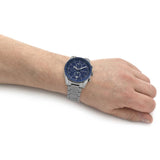 Buy Shop Michael Kors Accelerator Chronograph Blue Dial Grey Steel Strap Watch For Men - MK9111 USA Online