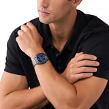 Buy Shop Michael Kors Accelerator Chronograph Blue Dial Grey Steel Strap Watch For Men - MK9111 USA Online