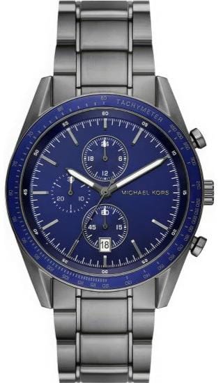 Buy Shop Michael Kors Accelerator Chronograph Blue Dial Grey Steel Strap Watch For Men - MK9111 USA Online