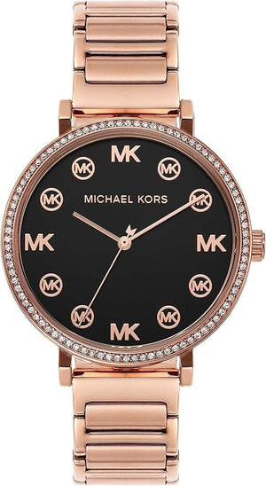 Buy Shop Michael Kors Addyson Quartz Black Dial Gold Steel Strap Watch for Women - MK7416 USA Online