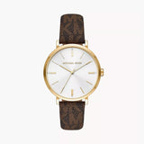 Buy Shop Michael Kors Addyson Three-Hand Silver Dial Brown Leather Strap Watch for Women - MK2945 USA Online
