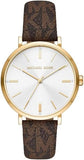 Buy Shop Michael Kors Addyson Three-Hand Silver Dial Brown Leather Strap Watch for Women - MK2945 USA Online
