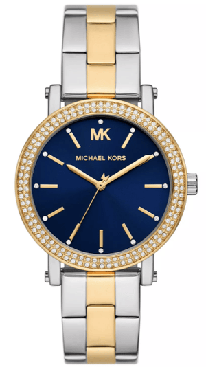 Buy Shop Michael Kors Analog Blue Dial Two Tone Steel Strap Watch for Women - MKO1049 USA Online