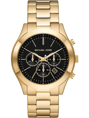 Buy Shop Michael Kors Slim Runway Chronograph Black Dial Gold Steel Strap Watch For Men - MK1076 USA Online