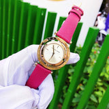 Buy Shop Michael Kors Averi Gold Dial Pink Leather Strap Watch for Women - MK2525 USA Online