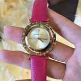 Buy Shop Michael Kors Averi Gold Dial Pink Leather Strap Watch for Women - MK2525 USA Online