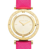 Buy Shop Michael Kors Averi Gold Dial Pink Leather Strap Watch for Women - MK2525 USA Online