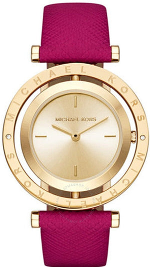 Buy Shop Michael Kors Averi Gold Dial Pink Leather Strap Watch for Women - MK2525 USA Online