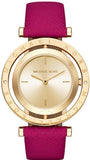 Buy Shop Michael Kors Averi Gold Dial Pink Leather Strap Watch for Women - MK2525 USA Online