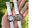 Buy Shop Michael Kors Averi Silver Dial White Leather Strap Watch for Women - MK2524 USA Online