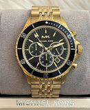 Buy Shop Michael Kors Bayville Chronograph Black Dial Gold Steel Strap Watch For Men - MK8726 USA Online