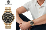 Buy Shop Michael Kors Bayville Chronograph Black Dial Gold Steel Strap Watch For Men - MK8726 USA Online
