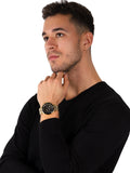 Buy Shop Michael Kors Bayville Chronograph Black Dial Gold Steel Strap Watch For Men - MK8726 USA Online