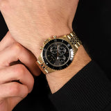 Buy Shop Michael Kors Bayville Chronograph Black Dial Gold Steel Strap Watch For Men - MK8726 USA Online