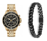 Buy Shop Michael Kors Bayville Chronograph Black Dial Gold Steel Strap Watch For Men - MK8726 USA Online