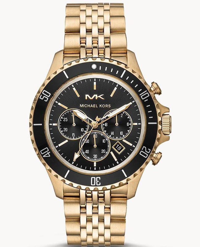 Buy Shop Michael Kors Bayville Chronograph Black Dial Gold Steel Strap Watch For Men - MK8726 USA Online