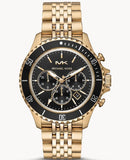 Buy Shop Michael Kors Bayville Chronograph Black Dial Gold Steel Strap Watch For Men - MK8726 USA Online